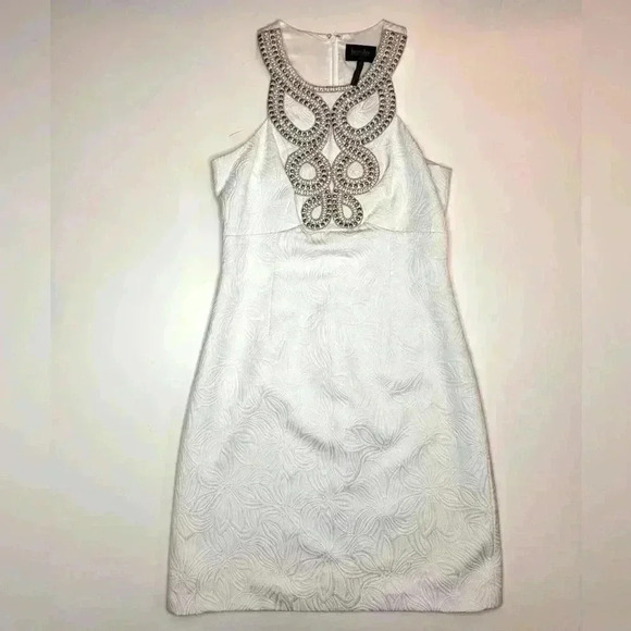 Laundry by Shelli Segal Womens Beaded white dress size- 2 - Picture 1 of 8